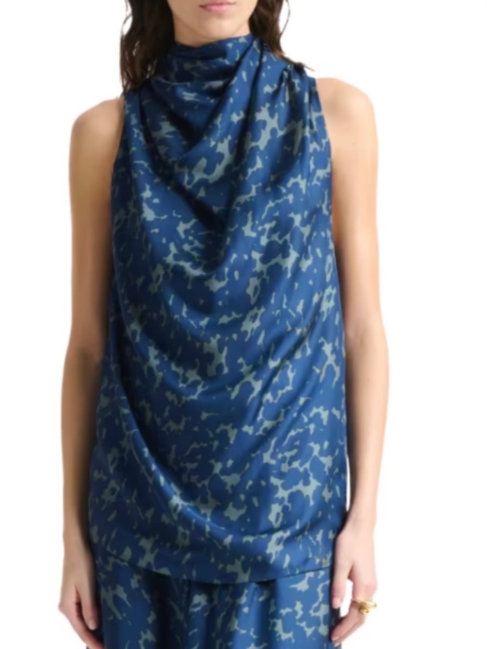 Altuzarra Smoke Azure Tortoise Print Sleeveless Silk Top SZ US 12/ EU 44